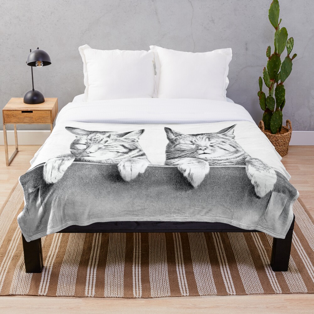 Cats on a chair - vintage abstract design on a throw blanket