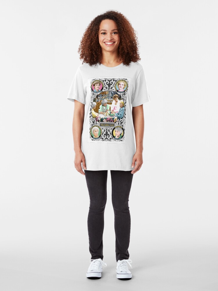 Alternate view of Golden Girls. Blanche, Rose, Dorothy and Sophia. Slim Fit T-Shirt