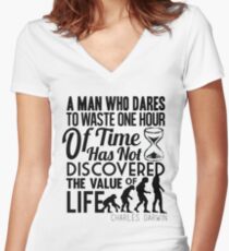 "A Man Who..." Women's Fitted V-Neck T-Shirt