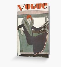 Vogue Cover 1929 Paris Fashions Greeting Card