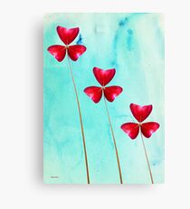 Red Shamrock Trio Canvas Print