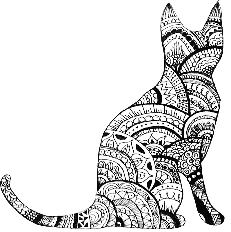 "Zentangle Cat Drawing" Stickers by ayseart-un | Redbubble