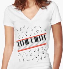 Beat It Piano Women's Fitted V-Neck T-Shirt