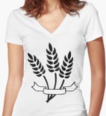 Wheat and Banner Women's Fitted V-Neck T-Shirt