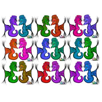 Artwork thumbnail, New Sea Love Seahorse Family Rainbow by HappigalArt