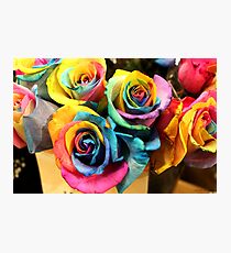 Colorful Bouquet of Rainbow Roses Photographic Print