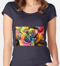 Colorful Bouquet of Rainbow Roses Women's Fitted Scoop T-Shirt