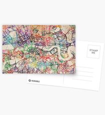 Watercolour Map of London Postcards