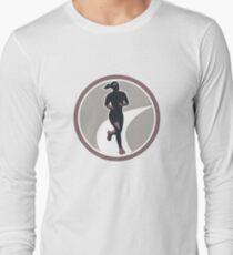 Female Marathon Runner Run Retro Long Sleeve T-Shirt