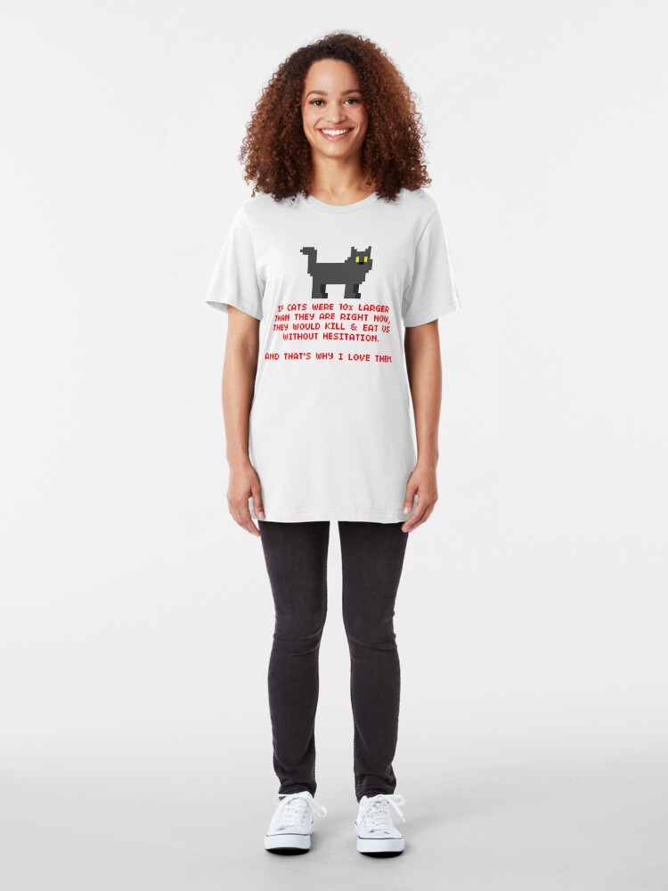 Alternate view of 8-Bit Cat Enthusiast Slim Fit T-Shirt