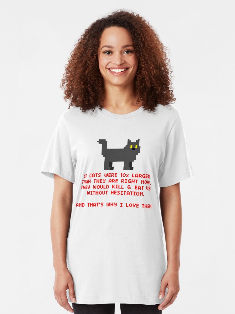 Alternate view of 8-Bit Cat Enthusiast Slim Fit T-Shirt