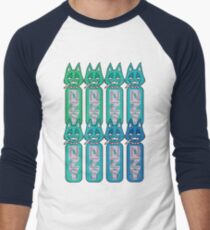 Bottle Cats Blue/Green Men's Baseball ¾ T-Shirt