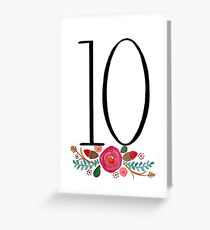 Number 10 - Ink & Watercolour Flowers Greeting Card