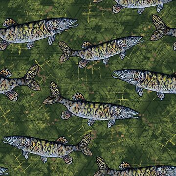 Musky Fish Green Camo Pattern | Backpack