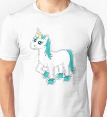 Cute Blue and White Unicorn Unisex T-Shirt