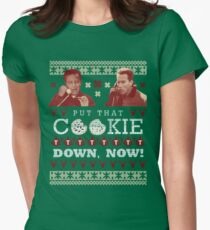 Put That Cookie Down, Now! Ugly Sweater Design Women's Fitted T-Shirt