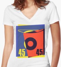 Pop Art 45 Vinyl Record Women's Fitted V-Neck T-Shirt