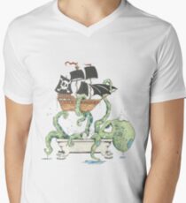 Kraken in the Tub Men's V-Neck T-Shirt