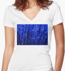 Blue Macro Moss Women's Fitted V-Neck T-Shirt
