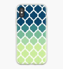 Moroccan Tile Pattern In Blue Green Ombre iPhone-Hülle & Cover
