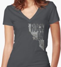 Rock On - Climbing Fitted V-Neck T-Shirt