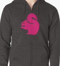 Big Pink Squirrel Zipped Hoodie
