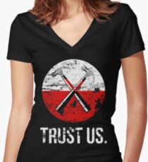 Pink Floyd TRUST US worn Women's Fitted V-Neck T-Shirt