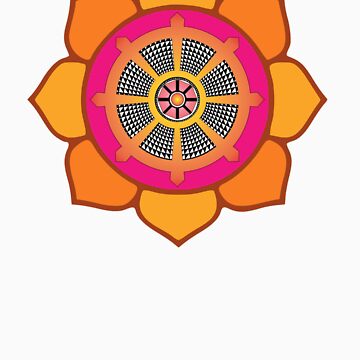 Artwork thumbnail, Lotus Buddhist Dharma Wheel by mindofpeace