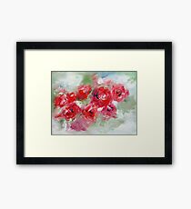 Semi abstract roses on green Framed Print