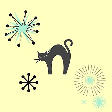 Artwork thumbnail,  Black Cat & Jax-vintage cat-mid century cat by Matlgirl