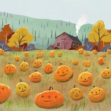Artwork thumbnail, Happy Pumpkin Patch | Halloween Illustration by rudyfaber