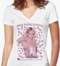 Camiseta entallada de cuello en V Paris Hilton 'Stop Be Jealous' Art v.2