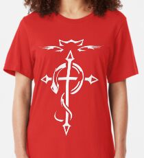 White Fullmetal Alchemist Flamel Slim Fit T-Shirt
