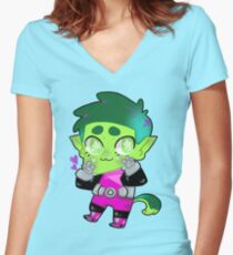 Teen Titans || Beast Boy Women's Fitted V-Neck T-Shirt