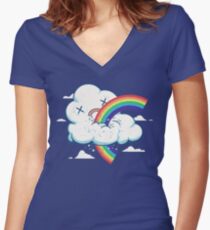 Cloud Hates Rainbow Women's Fitted V-Neck T-Shirt