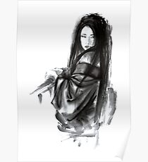 Geisha Geishacreations geisha kimono japan art print women wedding gift modern art abstract art sumi-e geisha girl geisha costume asian women Poster