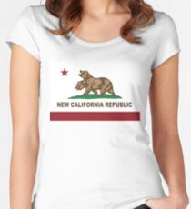 Camiseta entallada de cuello ancho Nueva bandera de la República de California Original