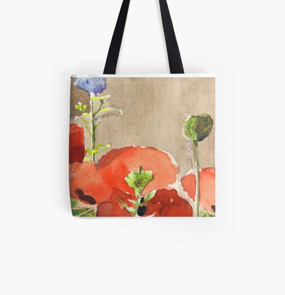 Poppies Close-Up All Over Print Tote Bag