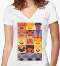 Minimalist Lion King Icons Women's Fitted V-Neck T-Shirt