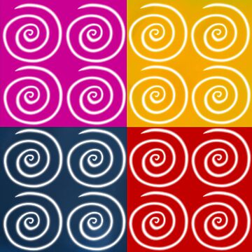 Artwork thumbnail, Four Squares of Swirls Pop by HappigalArt