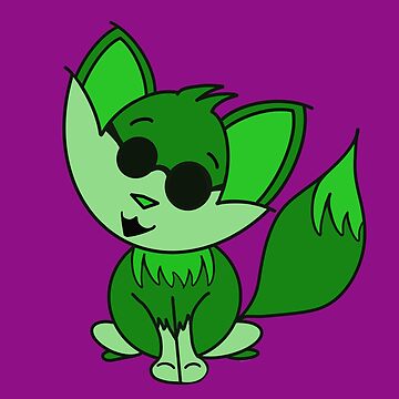 Artwork thumbnail, Cute Cool Fox Baby Green by HappigalArt