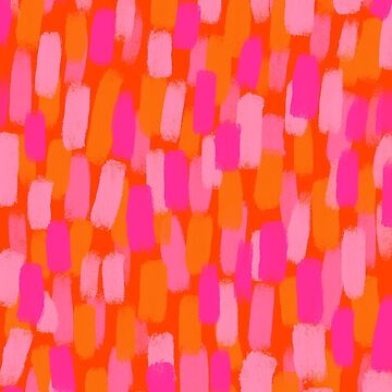 Artwork thumbnail, Abstract, Pink and Orange, Paint Brush Effect by OneThreeSix