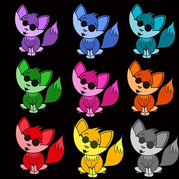Artwork thumbnail, Cute Cool Foxes Babies Rainbow Multi by HappigalArt