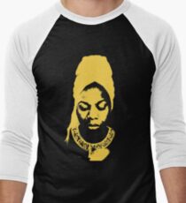 Nina Simone Yellow Men's Baseball ¾ T-Shirt