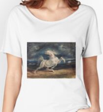 Horse Frightened by Lightning by Eugène Delacroix (1825 - 1829) Women's Relaxed Fit T-Shirt
