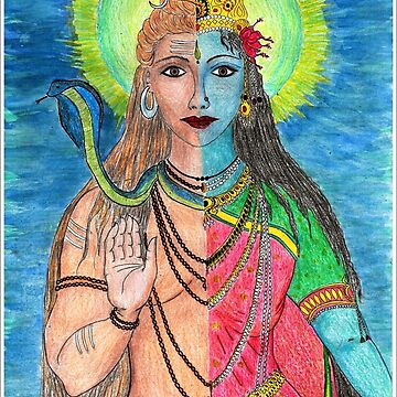 Divine Union: Oil Painting Print of Lord Shiva and Goddess Parvati's P