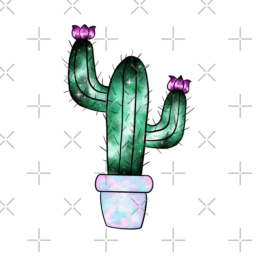  Galaxy Cactus  Two by BittyKittyNeko Redbubble