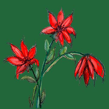 Artwork thumbnail, Red Lillies Flowers by HappigalArt