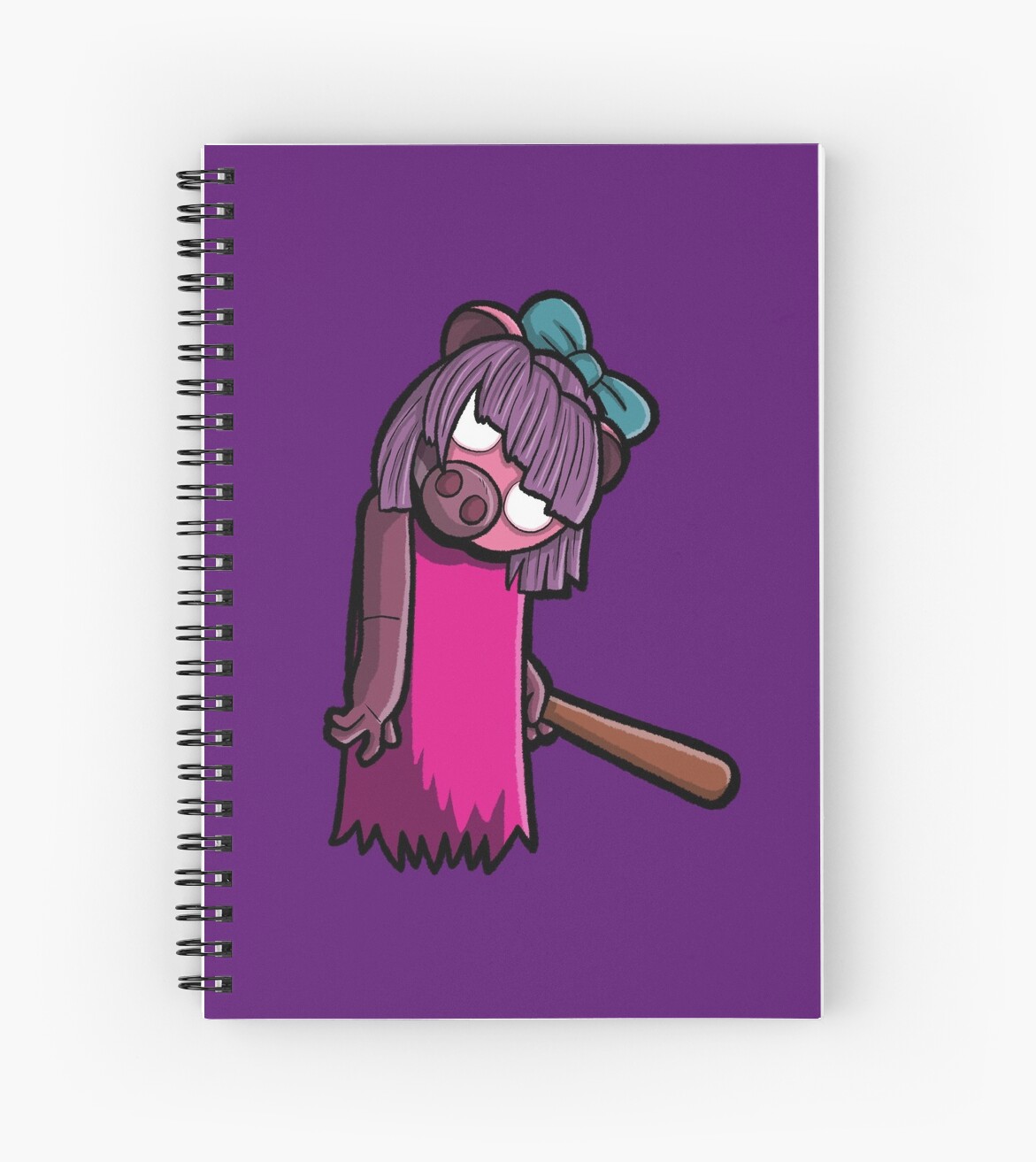 Pig With A Baseball Bat Spiral Notebook By Tubers Redbubble - roblox piggy baseball bat