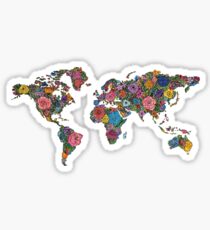 Blumen Weltkarte Sticker